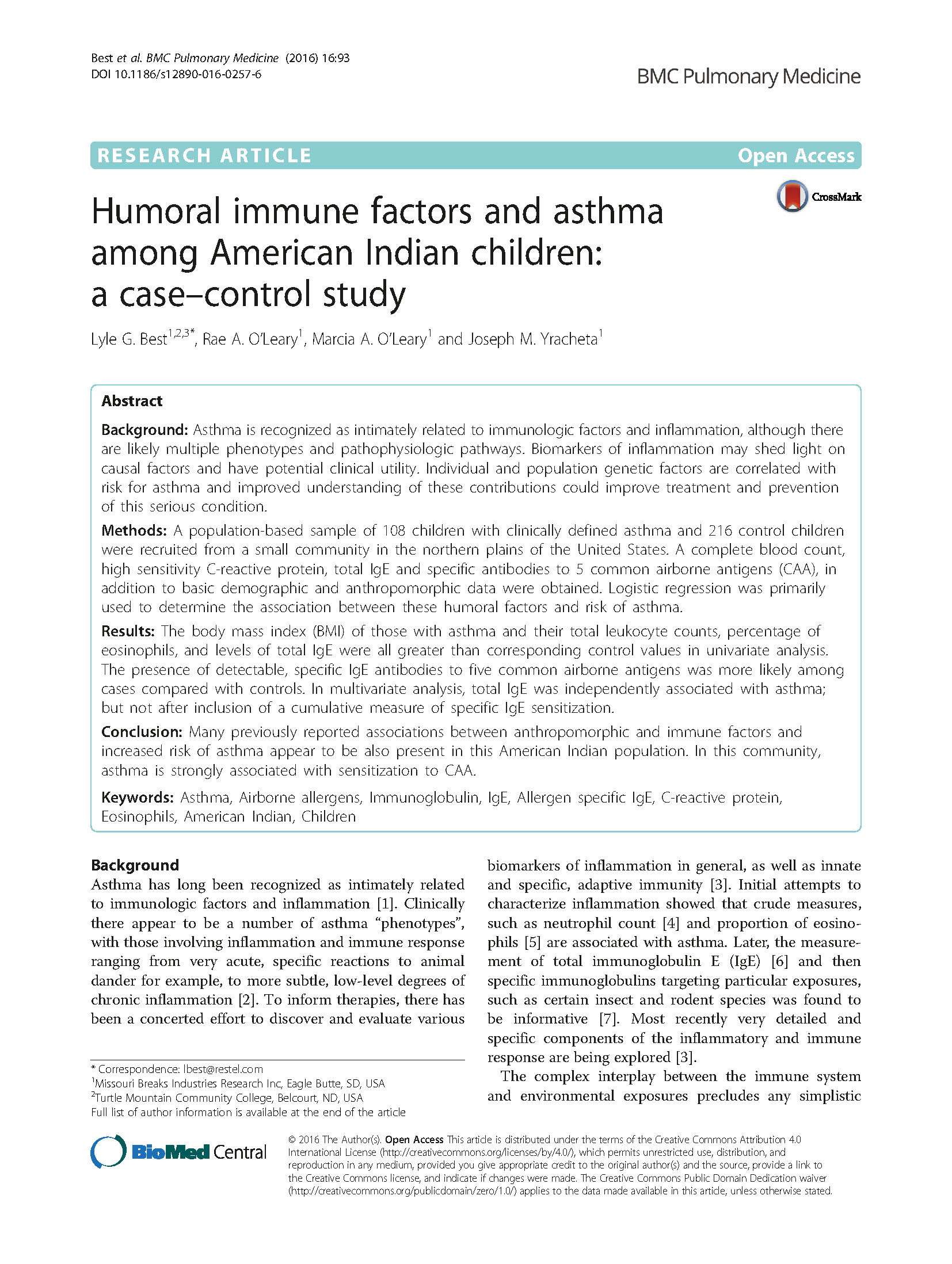 Pages from Best Humoral immune factors and asthma among American Indian children a case control study